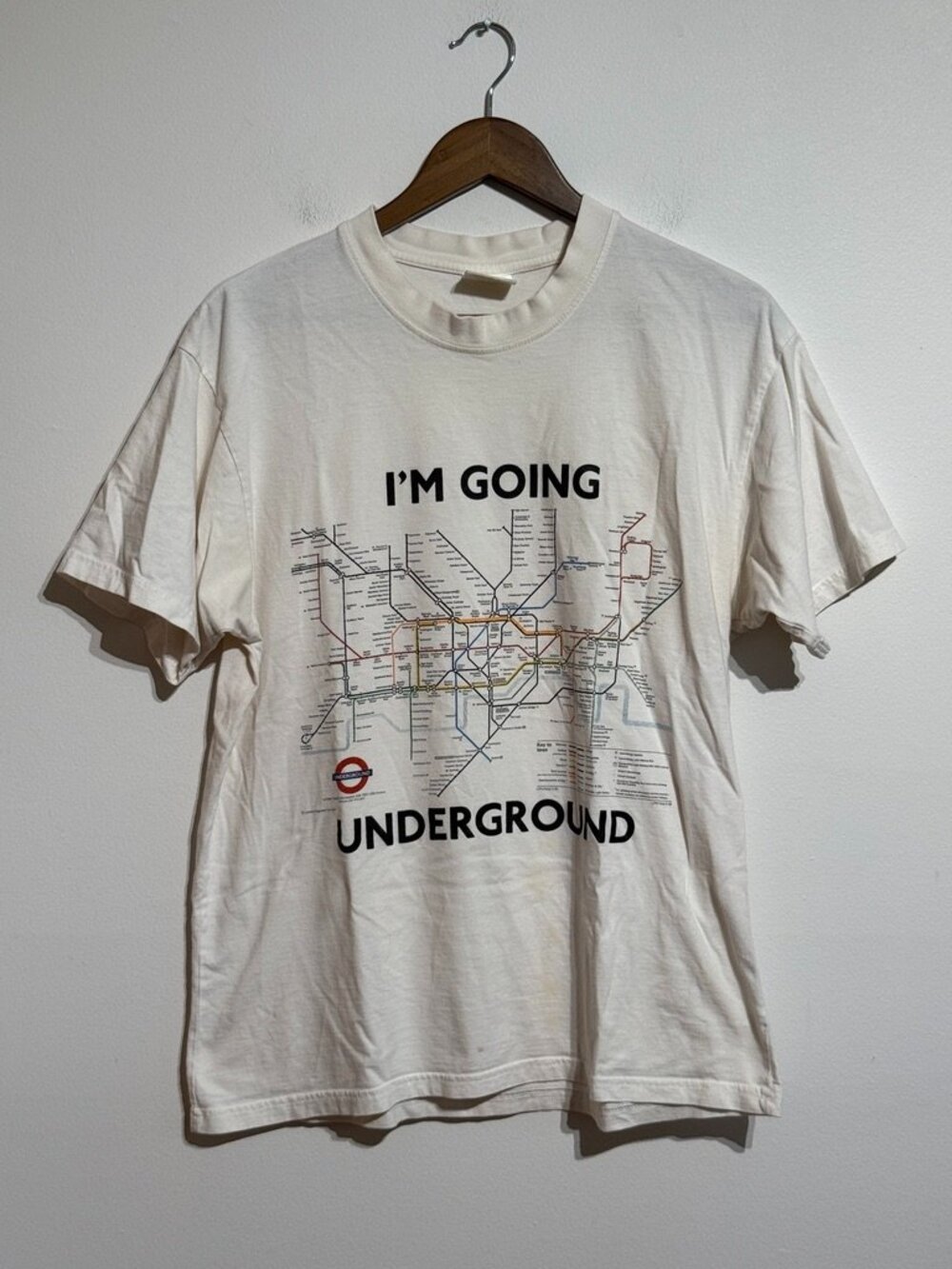 Vintage London Underground Tee, Large 100% Cotton "I'm Going Underground"